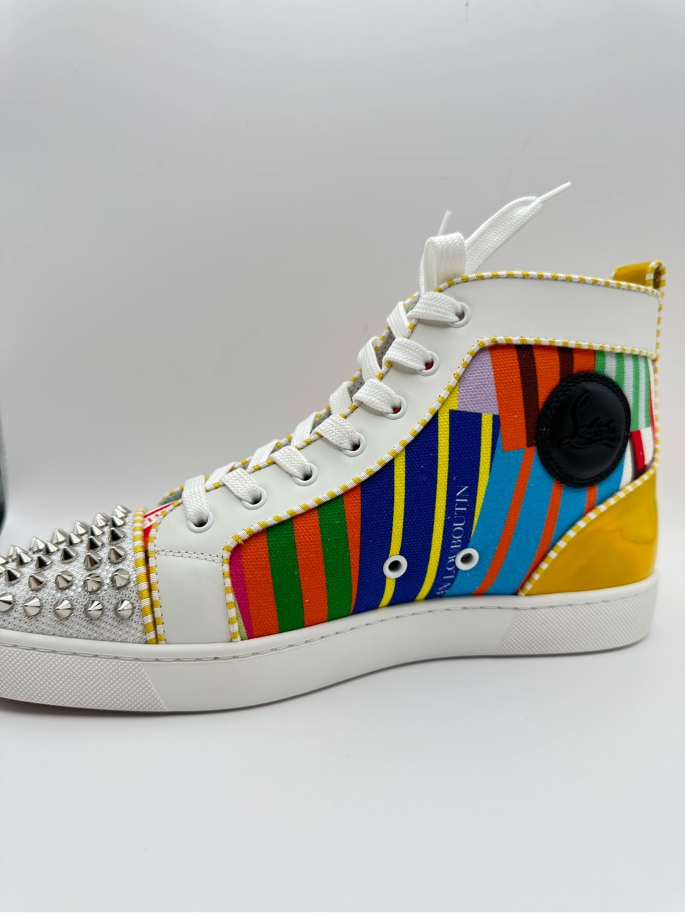 Christian Louboutin Lou Spikes Orlato Flat Version Multi High Top Sneakers EU 42 - Picture 5 of 11